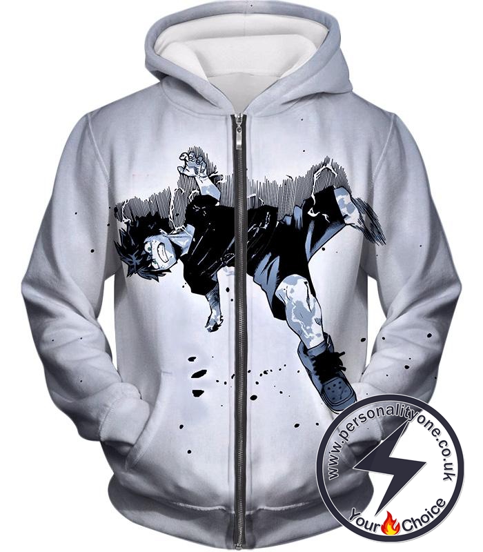 My Hero Academia Cool Izuki Midoriya AKA Deku White Fan Zip Up Hoodie